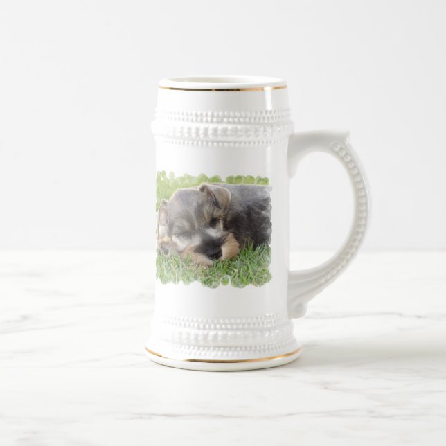 Snoozing Schnauzer Beer Stein (Right)