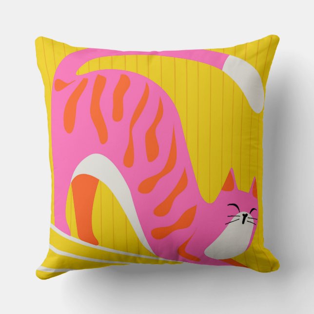 Snoozing Whiskers Throw Pillow (Back)