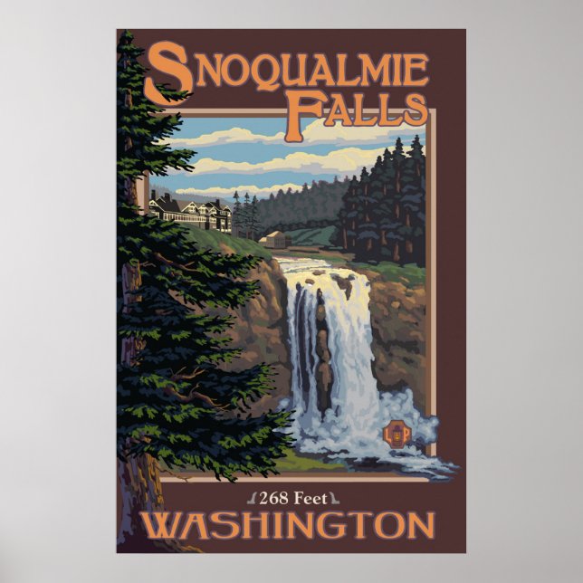 Snoqualmie Falls (Day) Washington Travel Poster (Front)