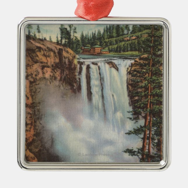 Snoqualmie Falls, WA - View of Falls at Top Metal Ornament (Front)