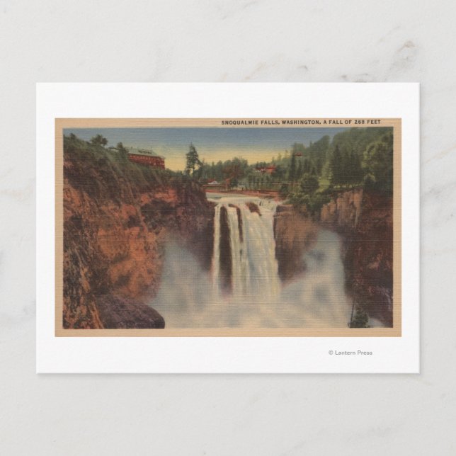 Snoqualmie Falls, WA - View of Falls & Lodge Postcard (Front)