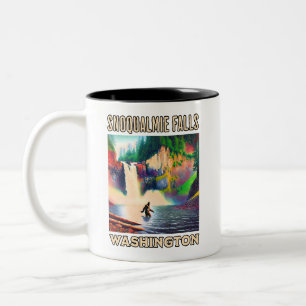 Snoqualmie Falls Washington Shirt, Sasquatch Two-Tone Coffee Mug