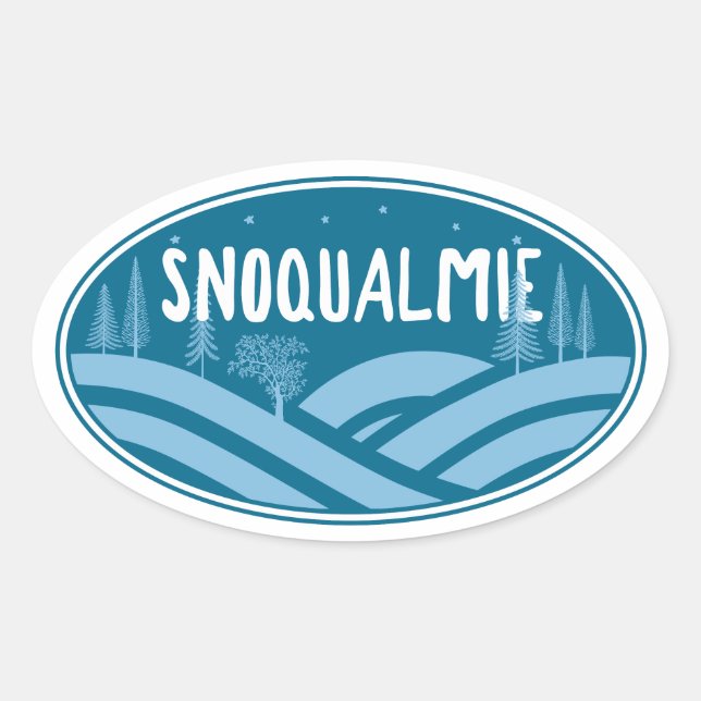 Snoqualmie Washington Outdoors Oval Sticker (Front)
