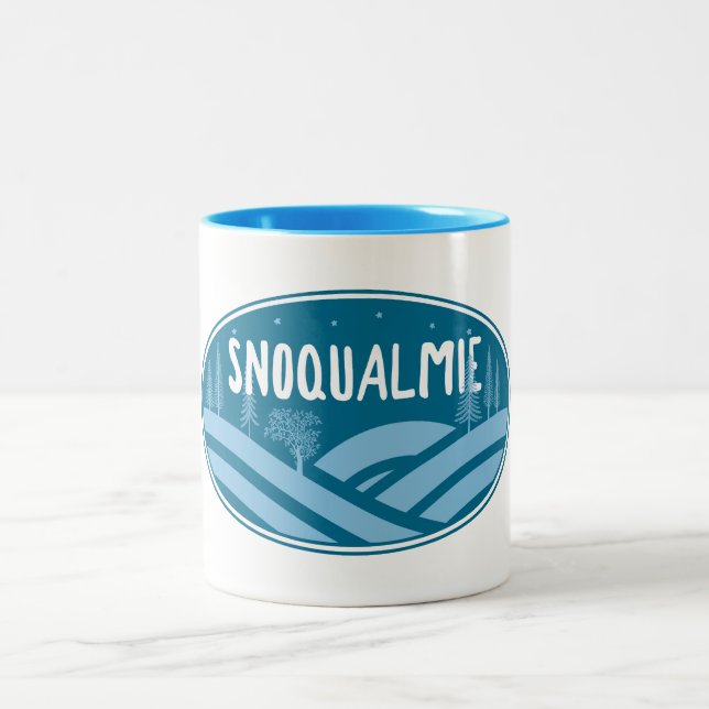 Snoqualmie Washington Outdoors Two-Tone Coffee Mug (Center)