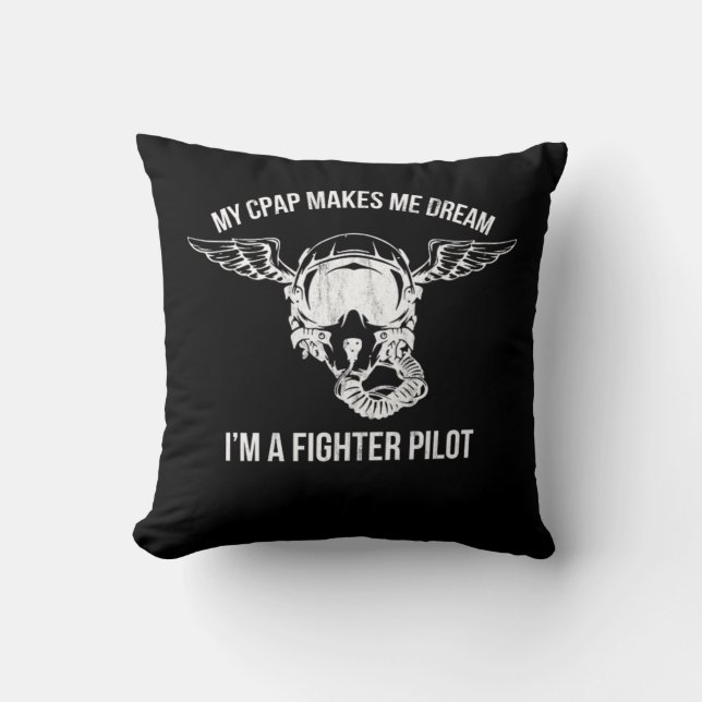 Snoring Cpap As A Fighter Pilot Mask Funny  Throw Pillow (Front)