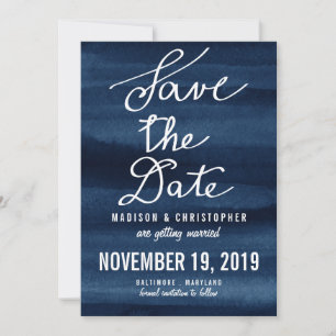 Snorkel Blue Watercolor Modern Save The Date