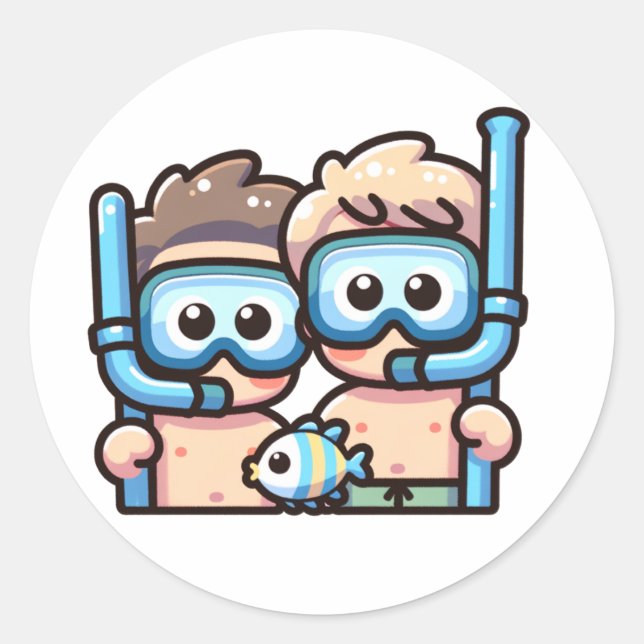 Snorkel buddies classic round sticker (Front)