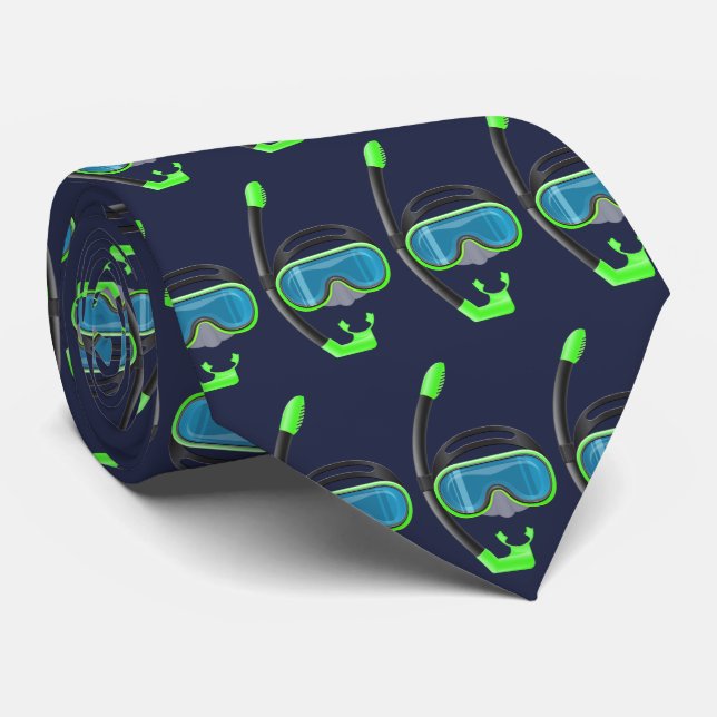 snorkel snorkelling water sports double sided navy tie (Rolled)