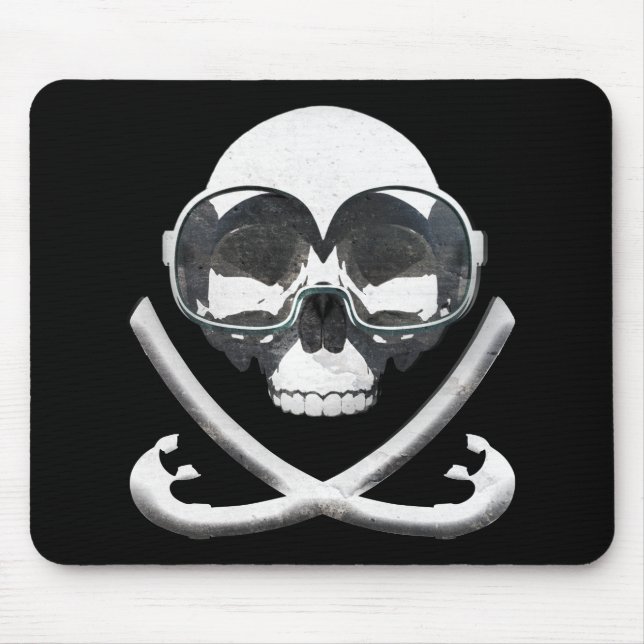 Snorkeling and Scuba Diving Pirate Skull Flag Mouse Pad (Front)