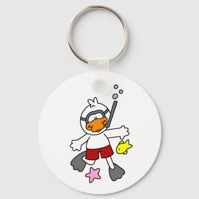 Snorkeling Duck at Beach Keychain (Front)