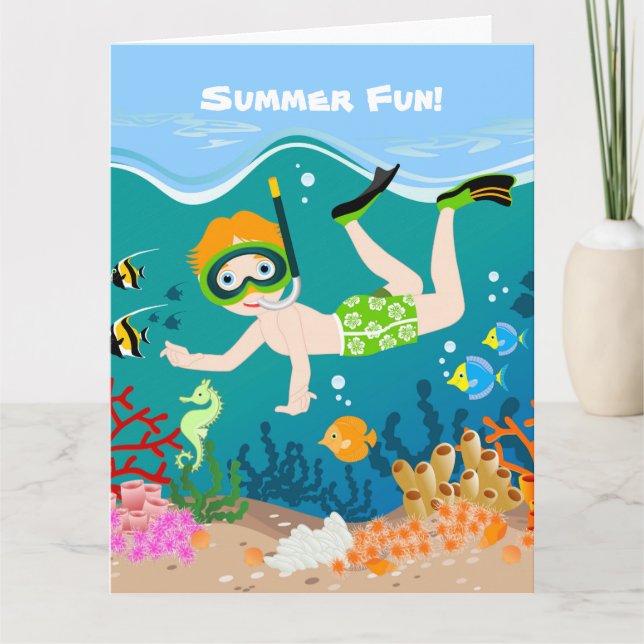 Snorkelling boy under the sea card (Front)