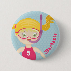 Snorkelling Girl Beach Party 2 Inch Round Button