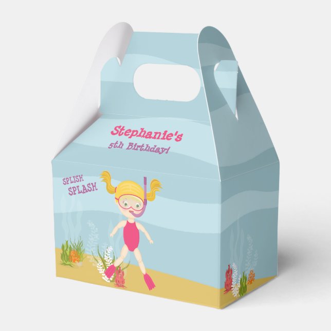Snorkelling Girl Beach Party Favor Box (Front Side)