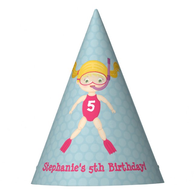 Snorkelling Girl Beach Party Party Hat (Front)