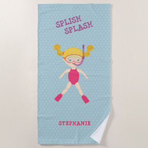 Snorkelling Girl Beach Party Towel