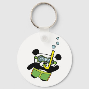 Snorkelling Panda with Goggles and Swimsuit Keychain