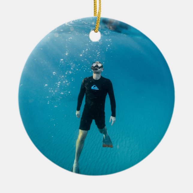 Snorkelling Personalized Photo Ceramic Ornament (Front)