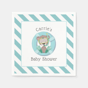 Snorkelling Teddy Bear Boy Baby Shower Napkin
