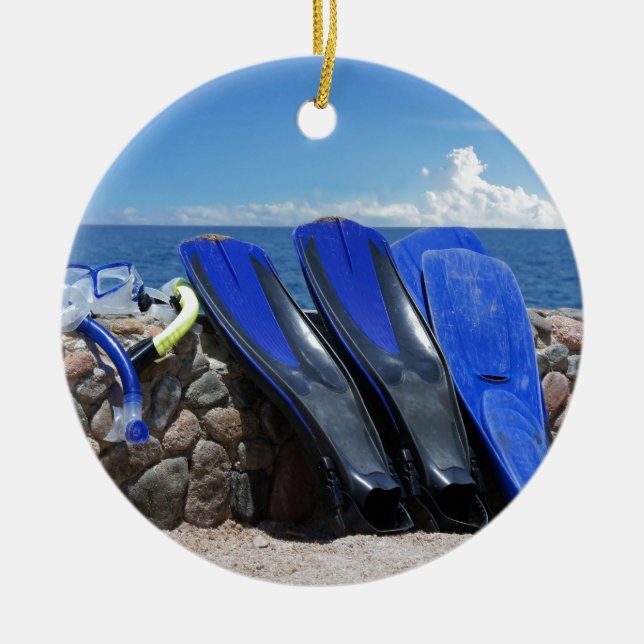 snorkelling tools ceramic ornament (Front)