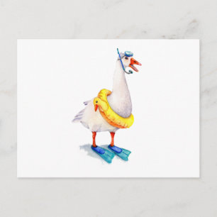 Snorkelling White Goose Postcard