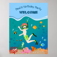 Snorkelling with tropical fish boy birthday party