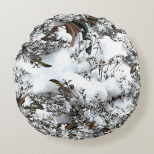 Snow Abstract Round Pillow