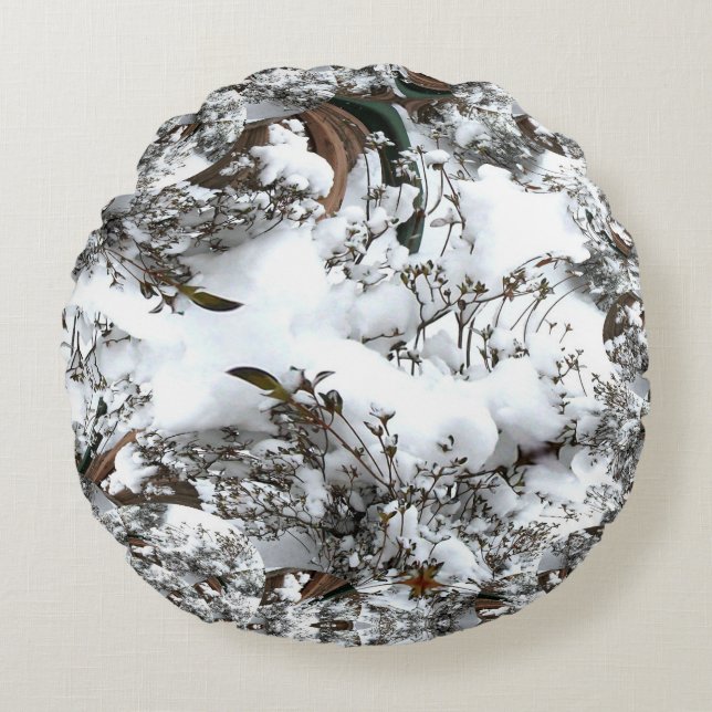 Snow Abstract Round Pillow (Front)