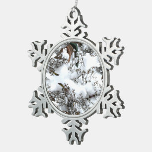 Snow Abstract Snowflake Pewter Christmas Ornament