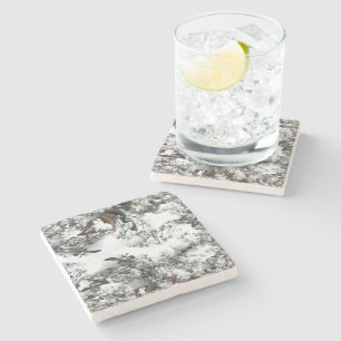 Snow Abstract Stone Coaster