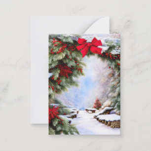 Snow and berries arch budget mini Christmas Card