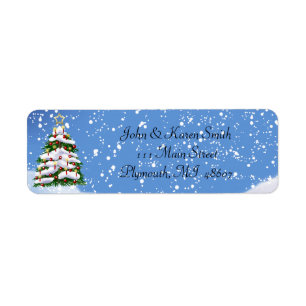 Snow and Christmas Tree Address Label