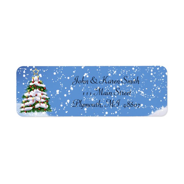 Snow and Christmas Tree Address Label (Front)
