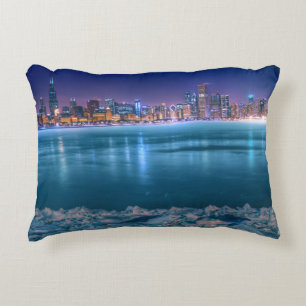 Snow and ice abound on Lake Michiga at Arctic Decorative Pillow