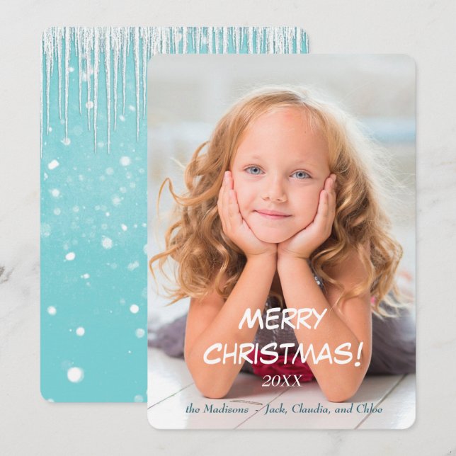 Snow and Icicle Photo Template Christmas (Front/Back)