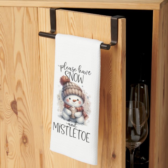 Snow and Mistletoe Kitchen Towel (Thirds Fold)