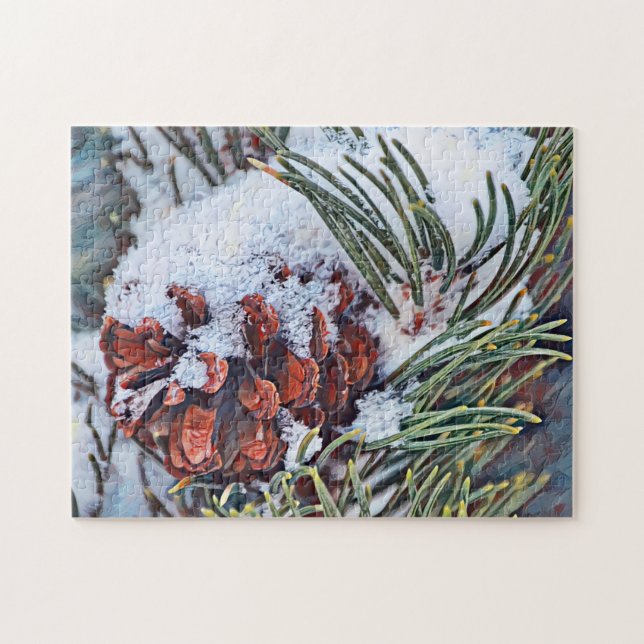 Snow and Pinecone Art Winter Puzzle (Horizontal)
