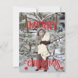 Snow and Poinsettias Photos Merry Christmas Card
