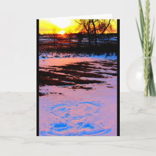 Snow Angel At Sunset Thinking Of You Card