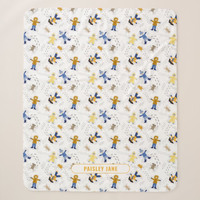 Snow Angel Children with pets Sherpa Blanket (Front)