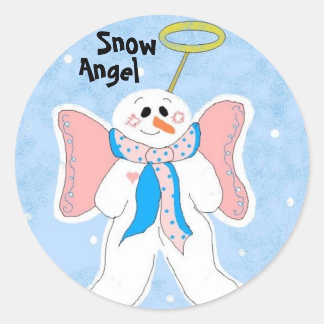 Snow Angel Classic Round Sticker (Front)