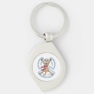 Snow Angel Dog Fun Cute Christmas Holiday Funny Keychain
