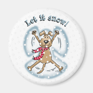Snow Angel Dog Fun Cute Christmas Holiday Funny Magnet