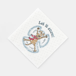 Snow Angel Dog Fun Cute Christmas Holiday Funny Napkin