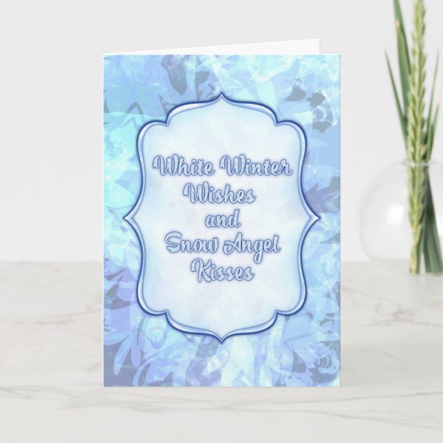 Snow Angel Kisses – Whimsical Winter Greeting Card (Front)