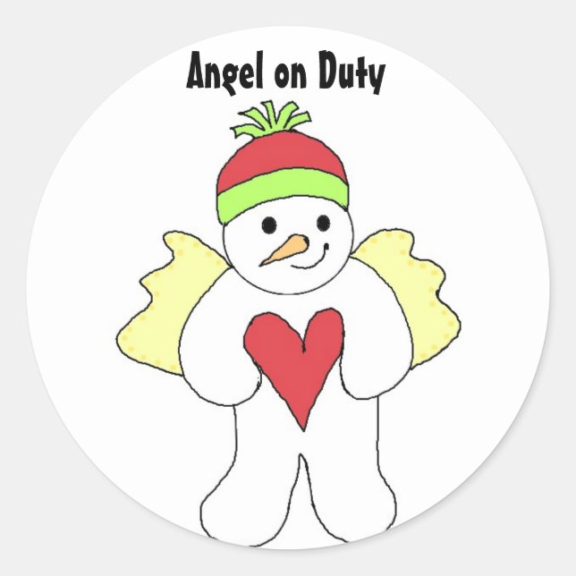 Snow Angel on Duty Classic Round Sticker (Front)