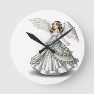 Snow Angel Round Clock