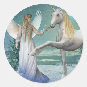 Snow Angel (Stickers) Classic Round Sticker