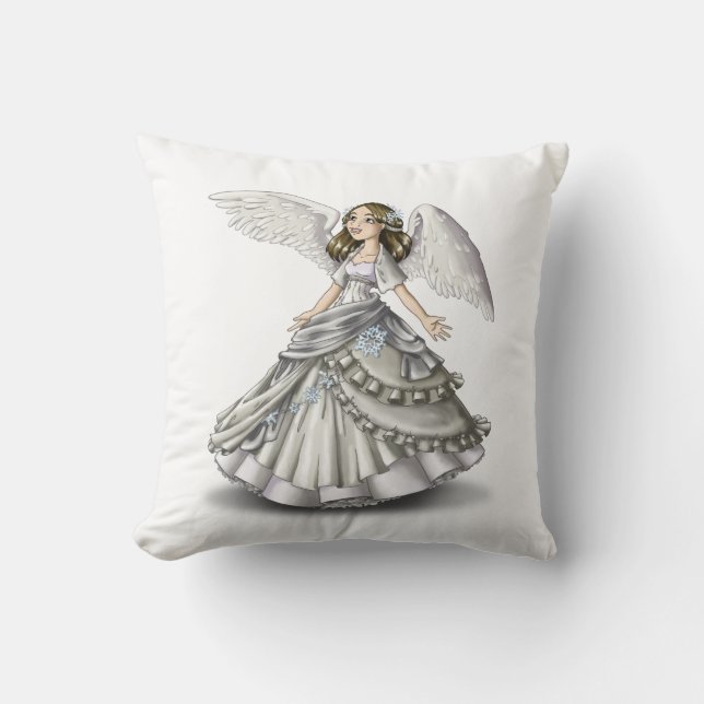 Snow Angel Throw Pillow (Front)