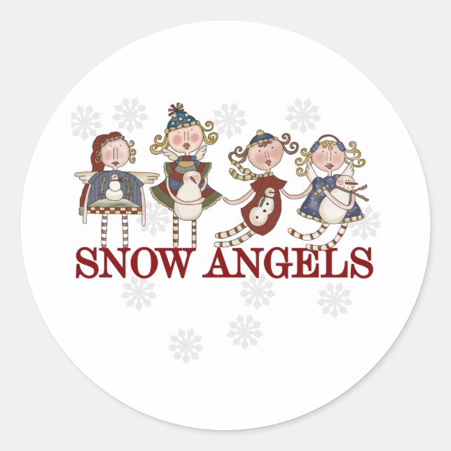 Snow Angels Classic Round Sticker (Front)