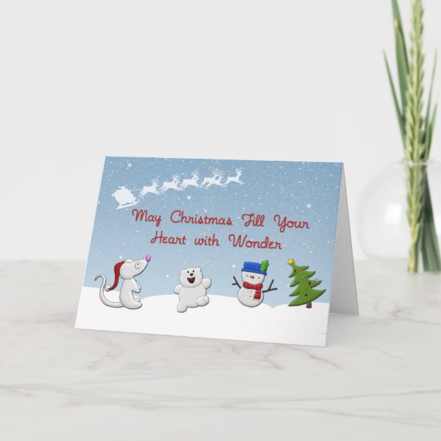 Snow Animals Christmas Greeting Card (Front)